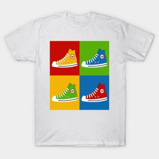 High-Tops in Vivid Blocks: Pop Art Kicks T-Shirt